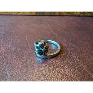 Size 5 925 Sterling Silver Floral Swirl Ring Women's Adjustable Size